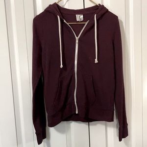 Burgundy Zip Up Hoodie
